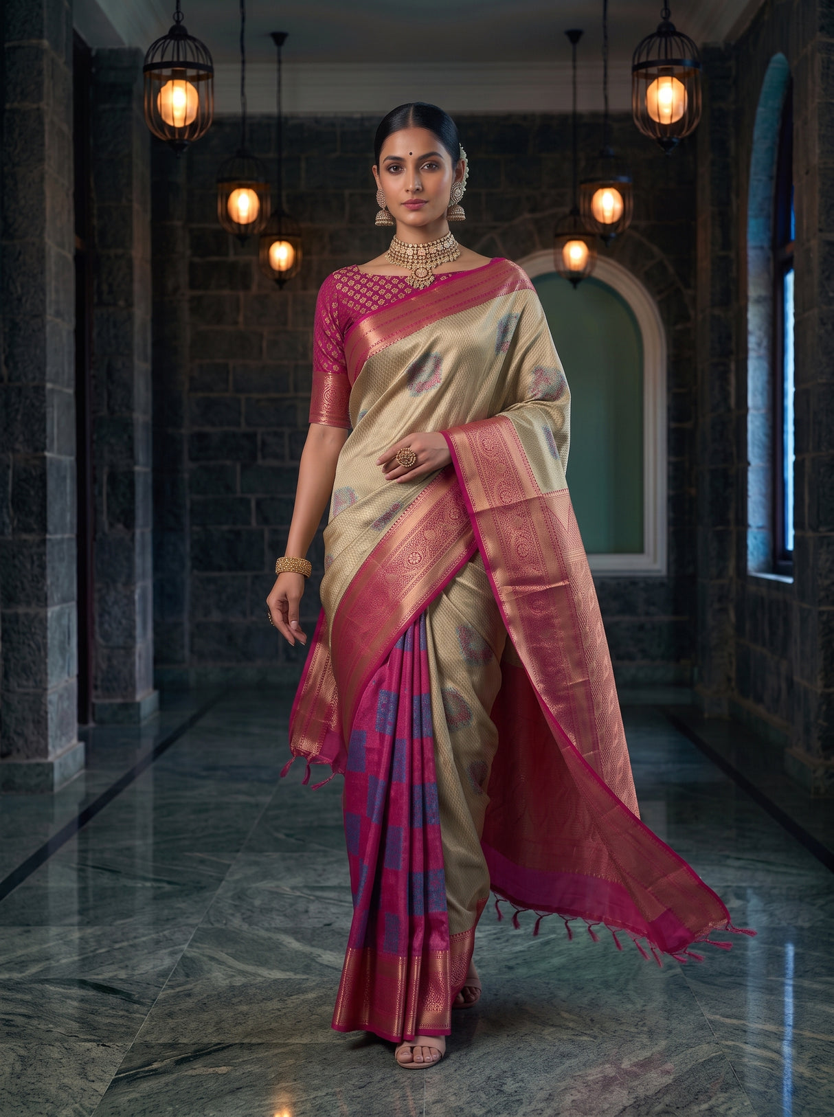 MIMOSA Pista Saree Saree — pose 6 styling detail