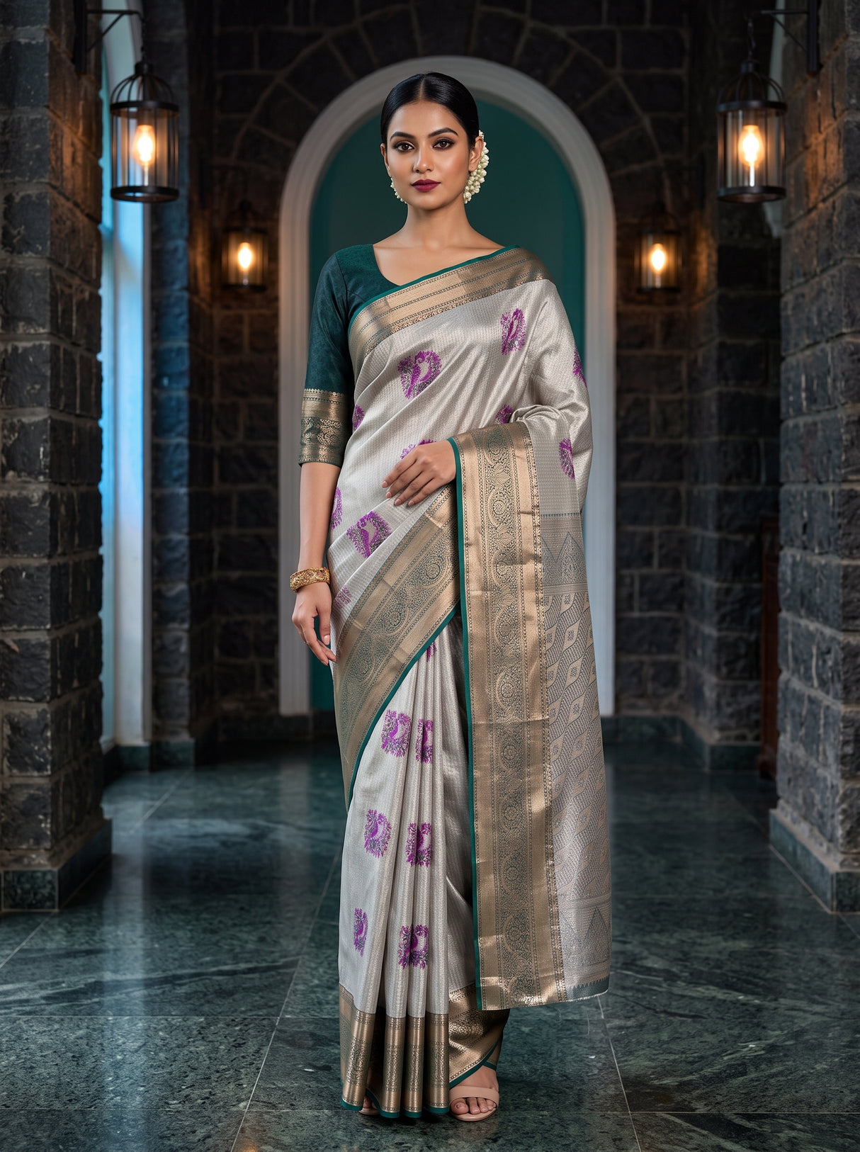 MIMOSA Rani Saree Saree — front view on mannequin