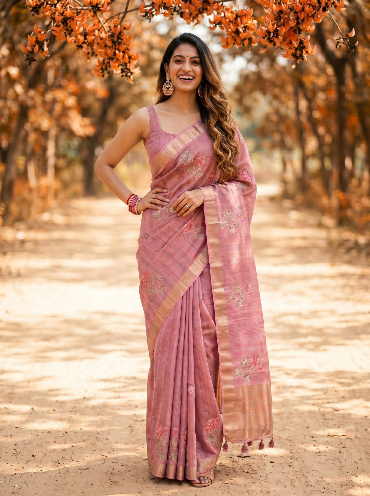 MIMOSA Gajari Banarasi Art Silk Saree — Saree border and blouse detail