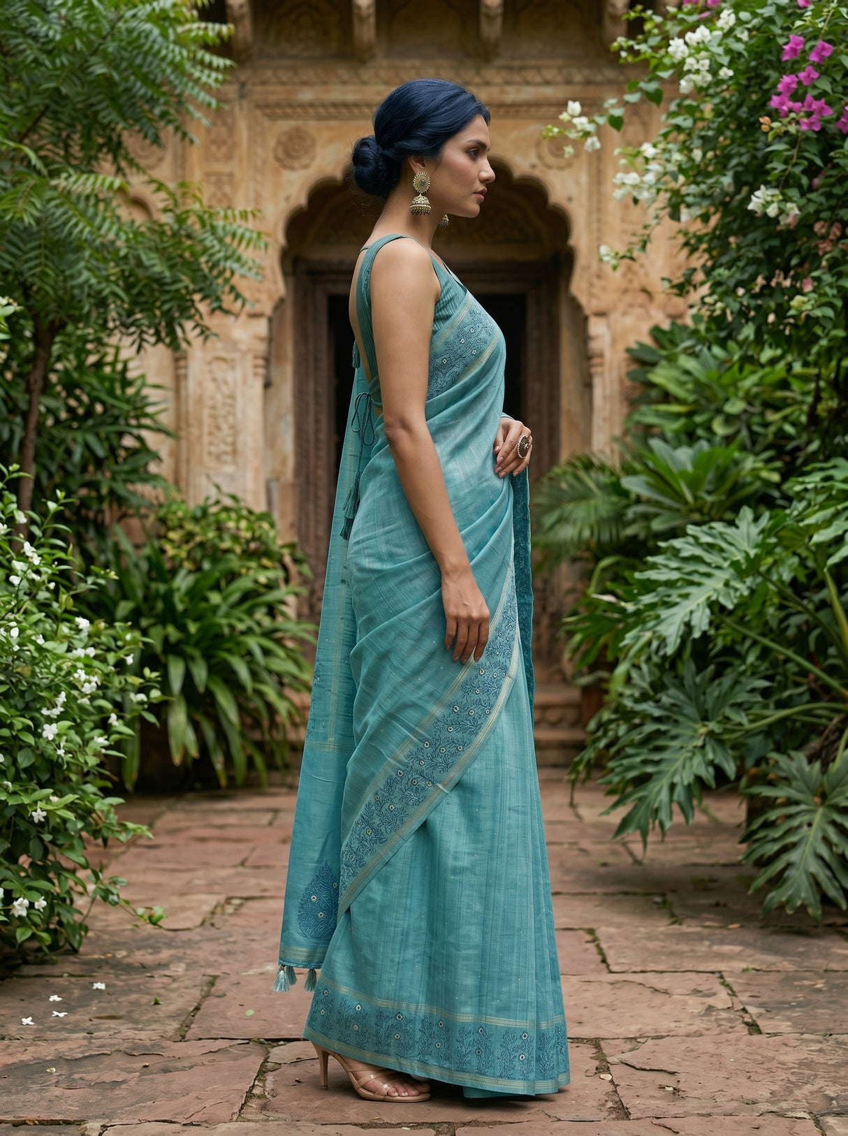 MIMOSA Sapphire Saree Saree — pose 3 styling detail