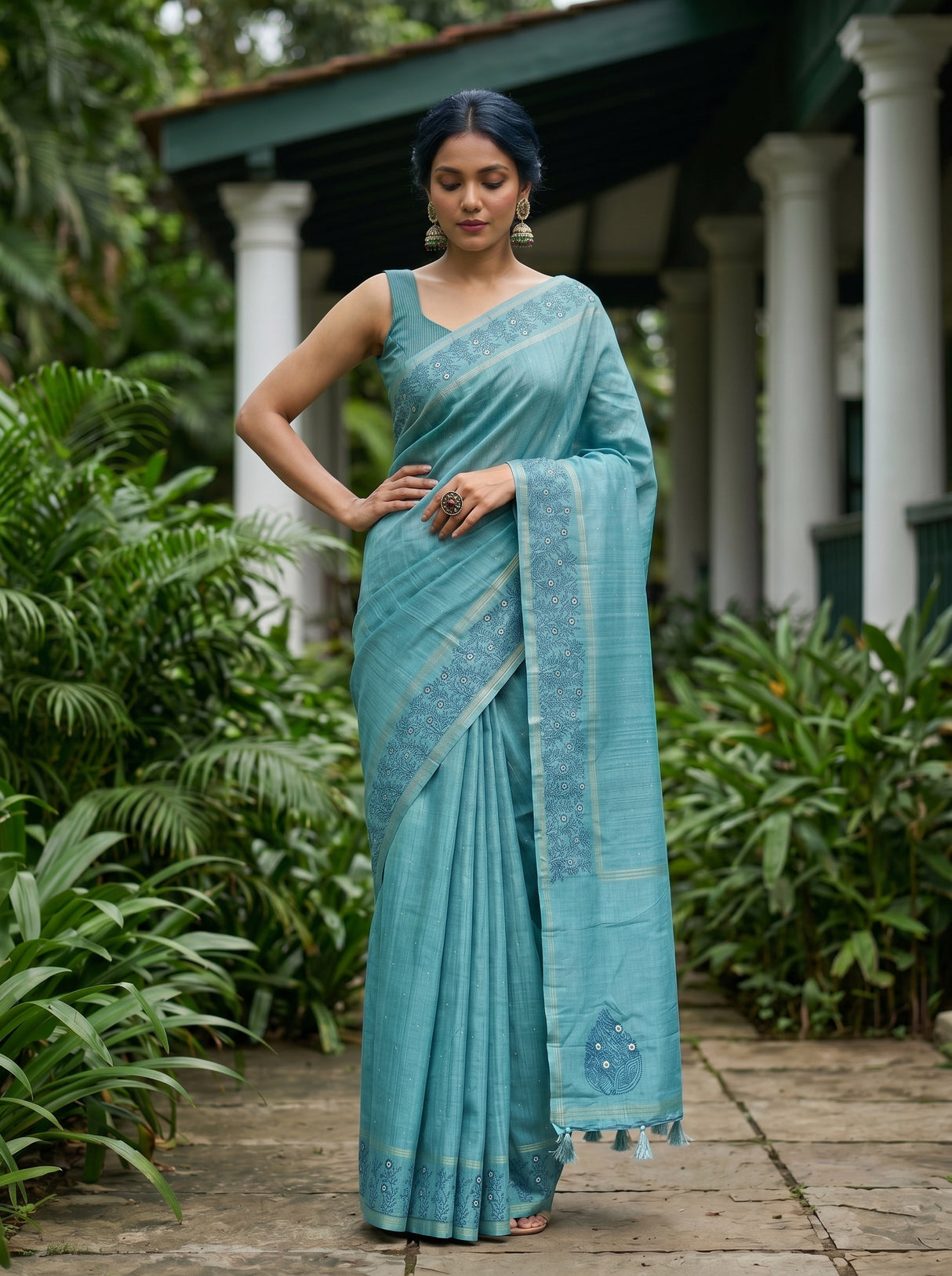 MIMOSA Sapphire Saree Saree — pose 4 styling detail