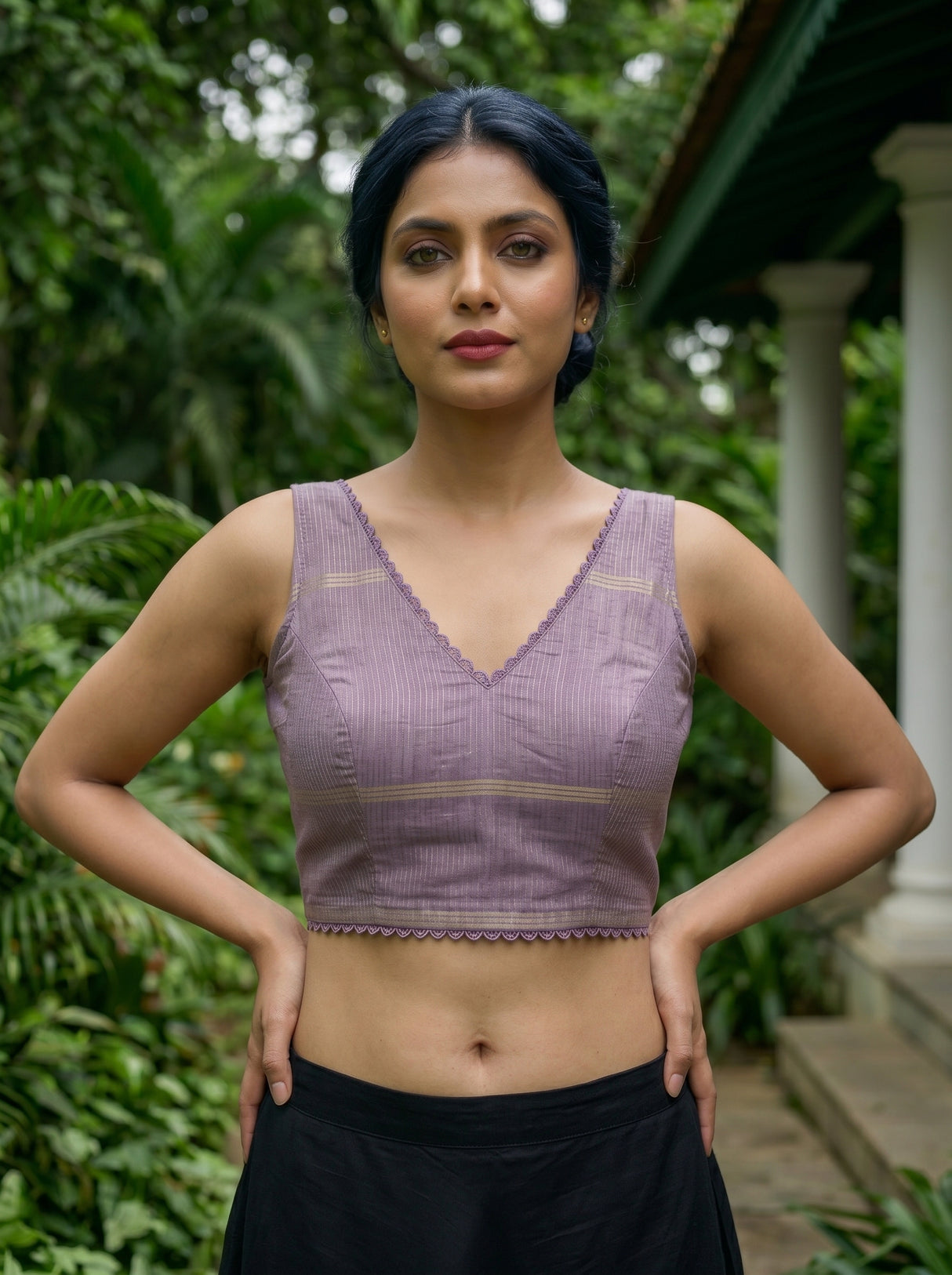 MIMOSA Violet Saree Saree — blouse close-up