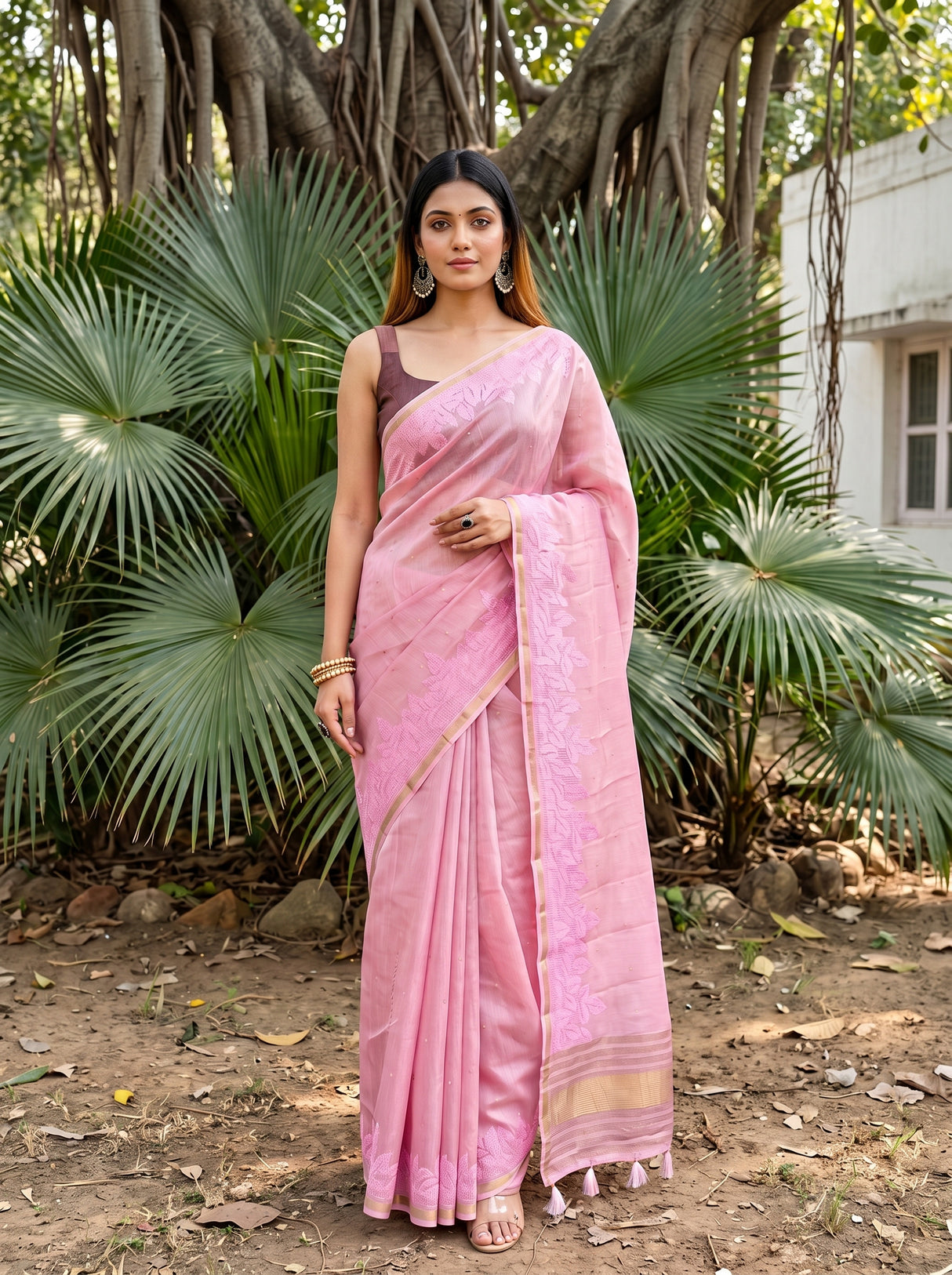 MIMOSA Pink Saree Saree — pose 10 styling detail