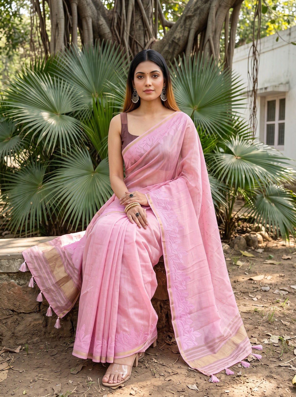 MIMOSA Pink Saree Saree — pose 8 styling detail
