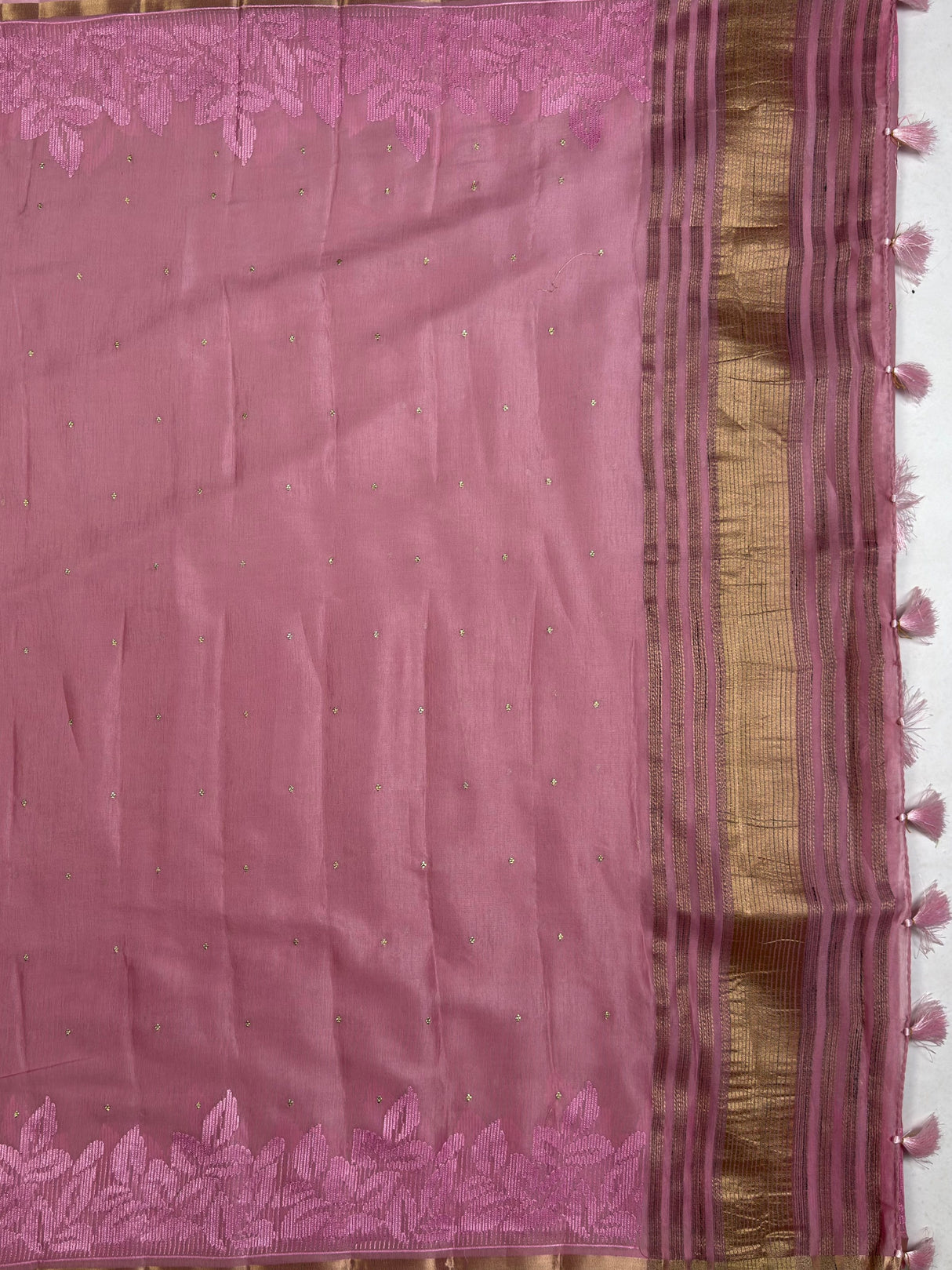 MIMOSA Pink Saree Saree — pallu and zari work detail