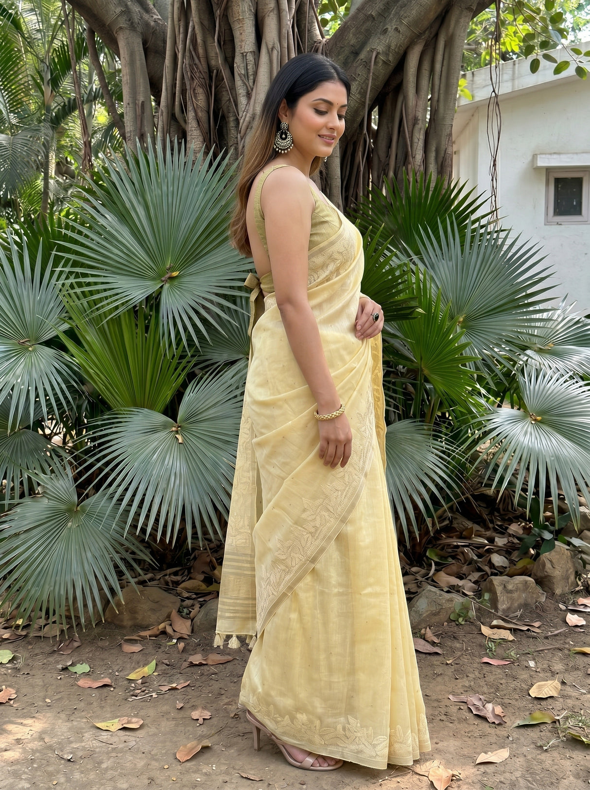MIMOSA Yellow Saree Saree — pose 3 styling detail