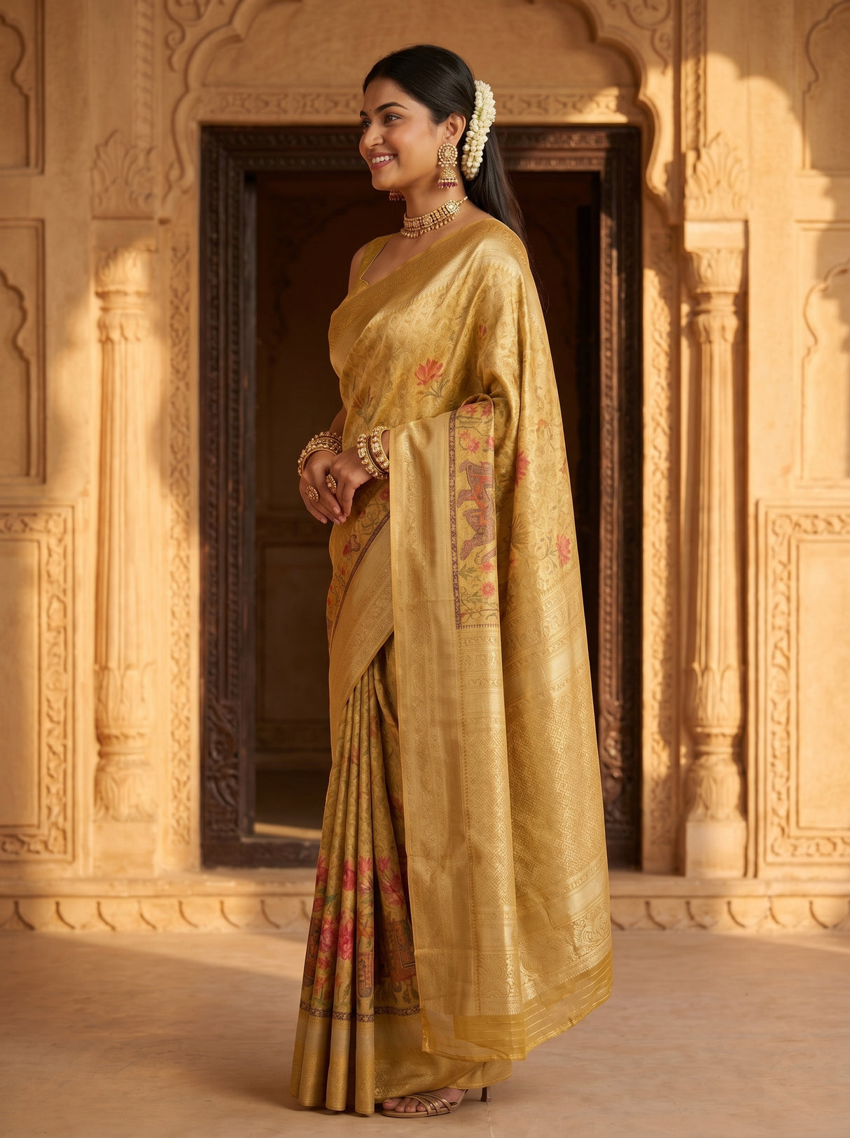 MIMOSA Gold Saree Saree — pose 3 styling detail