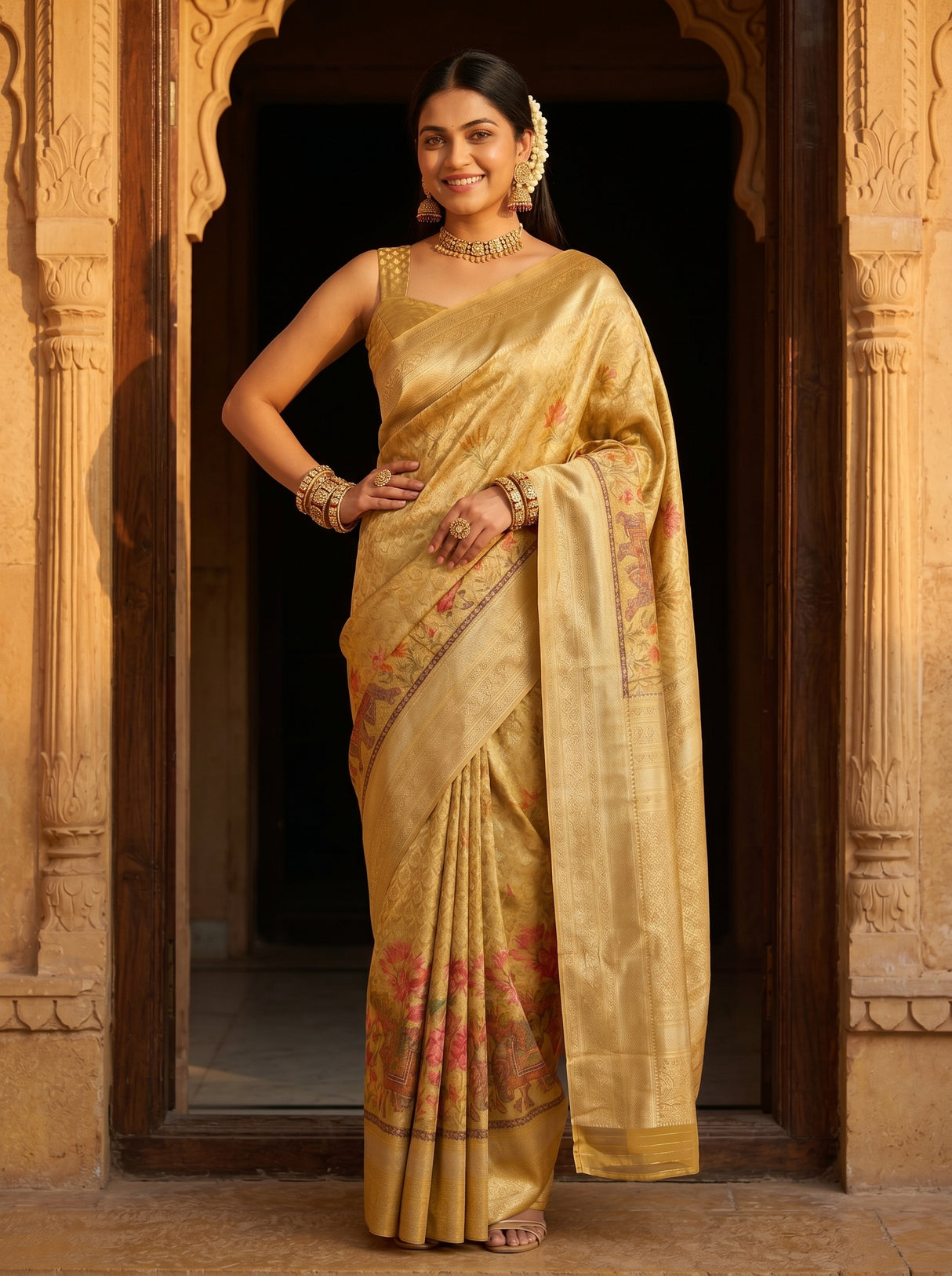 MIMOSA Gold Saree Saree — pose 4 styling detail