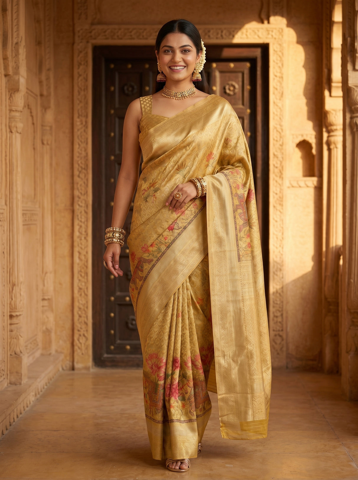 MIMOSA Gold Saree Saree — pose 6 styling detail