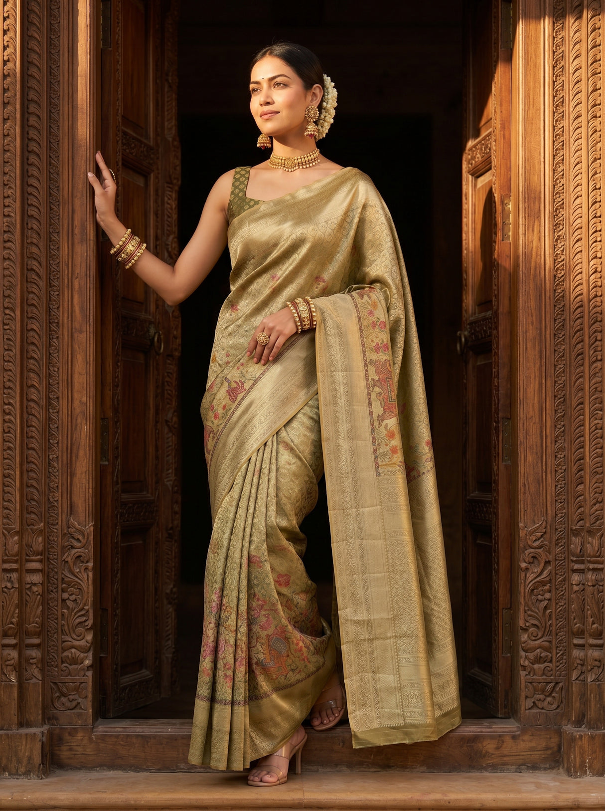 MIMOSA Green Saree Saree — pose 5 styling detail