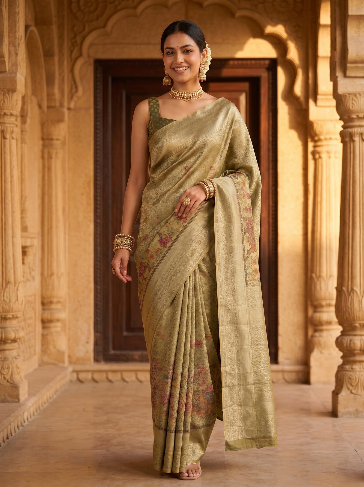 MIMOSA Green Saree Saree — pose 6 styling detail