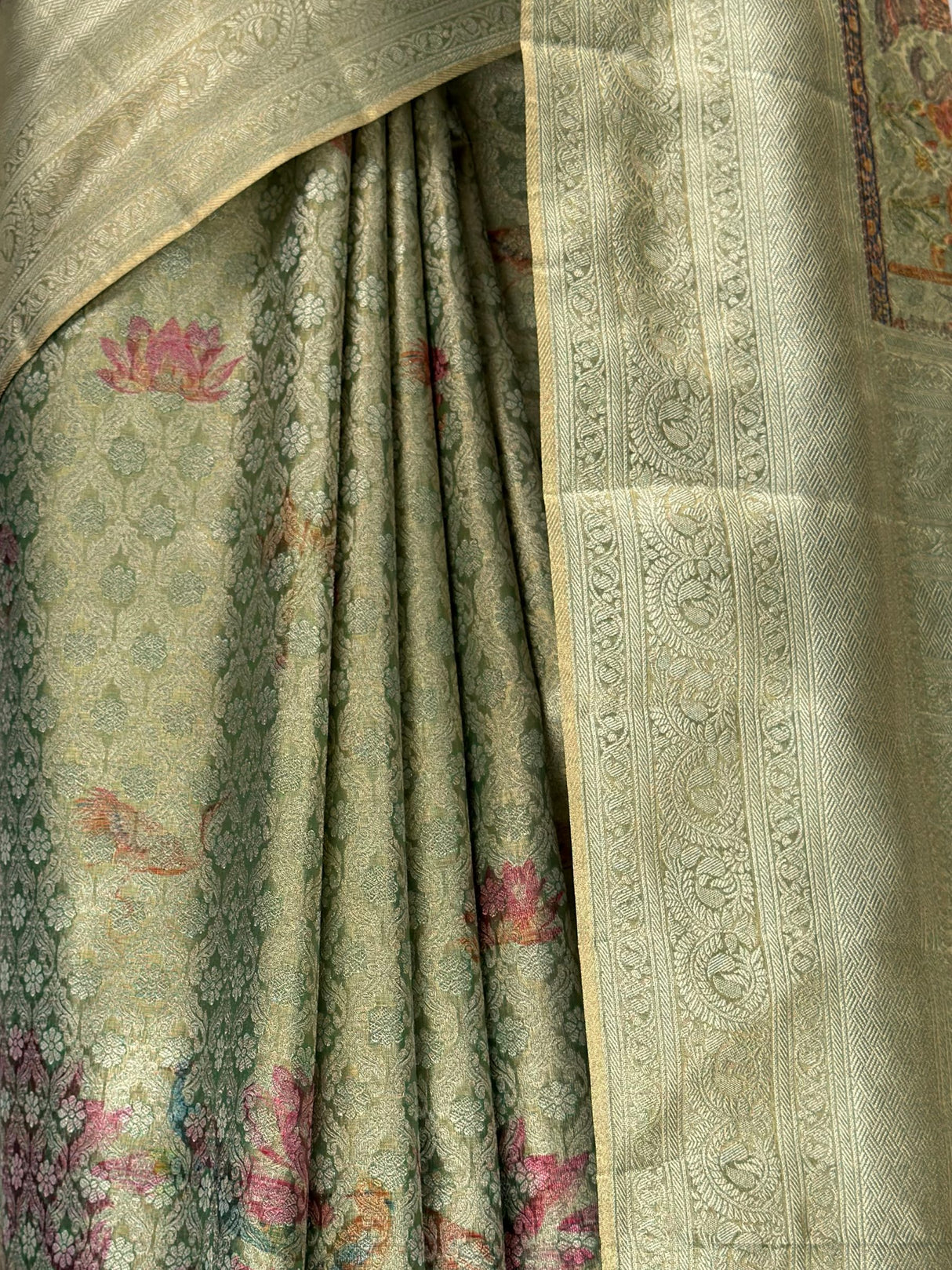 MIMOSA Green Saree Saree — fleets shot full lifestyle