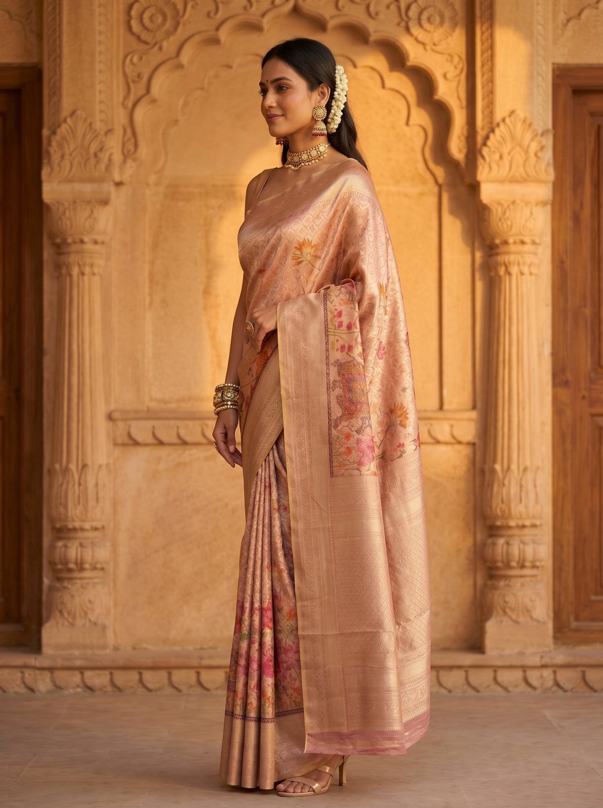 MIMOSA Rani Saree Saree — pose 3 styling detail