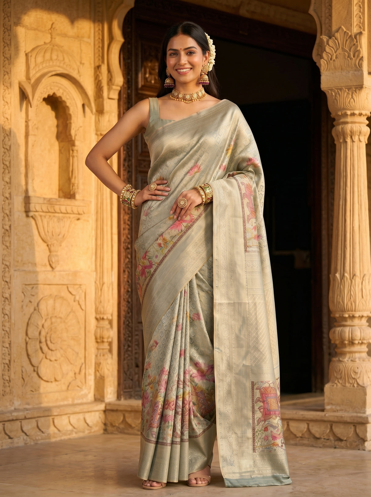 MIMOSA Sapphire Saree Saree — pose 4 styling detail