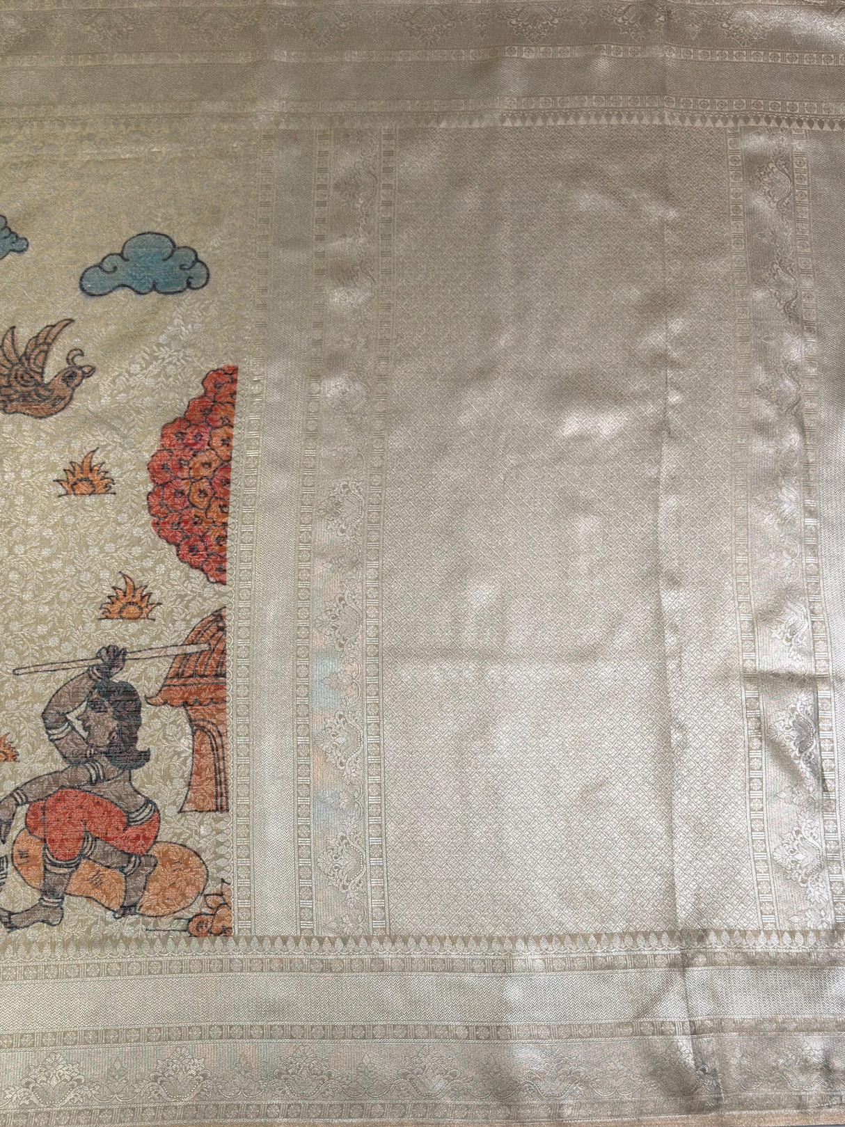MIMOSA Tussar Kalamkari Saree — pallu and zari work detail