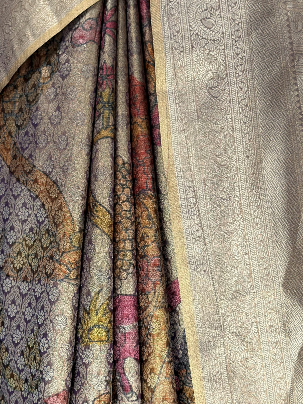 MIMOSA Violet Kalamkari Saree — fleets shot full lifestyle