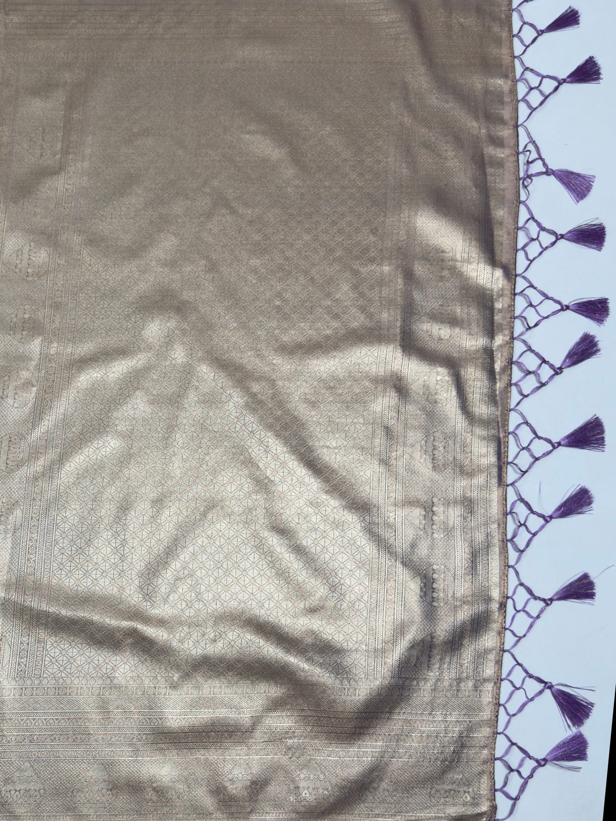 MIMOSA Violet Kanjivaram Art Silk Saree — pallu and zari work detail