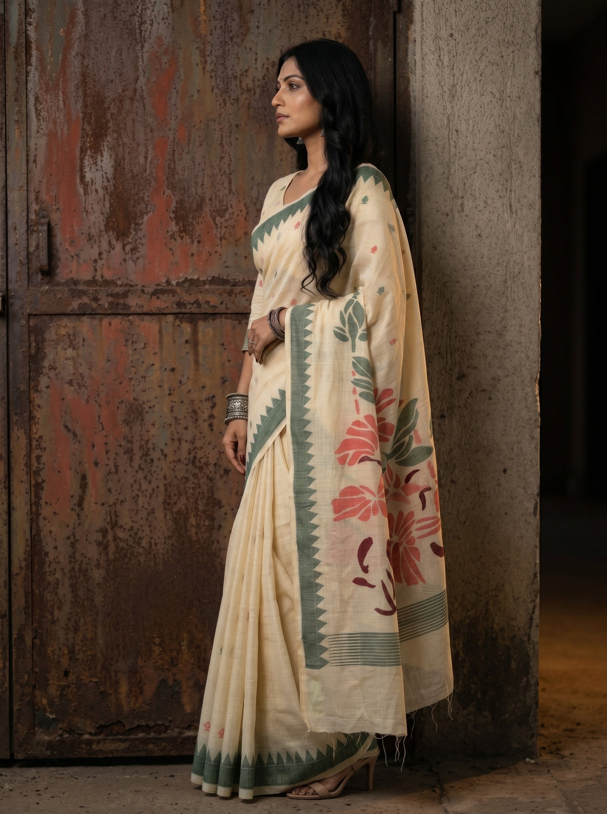 MIMOSA Maroon Saree Saree — pose 3 styling detail