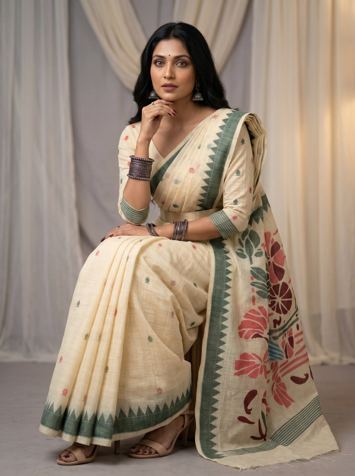MIMOSA Maroon Saree Saree — pose 8 styling detail