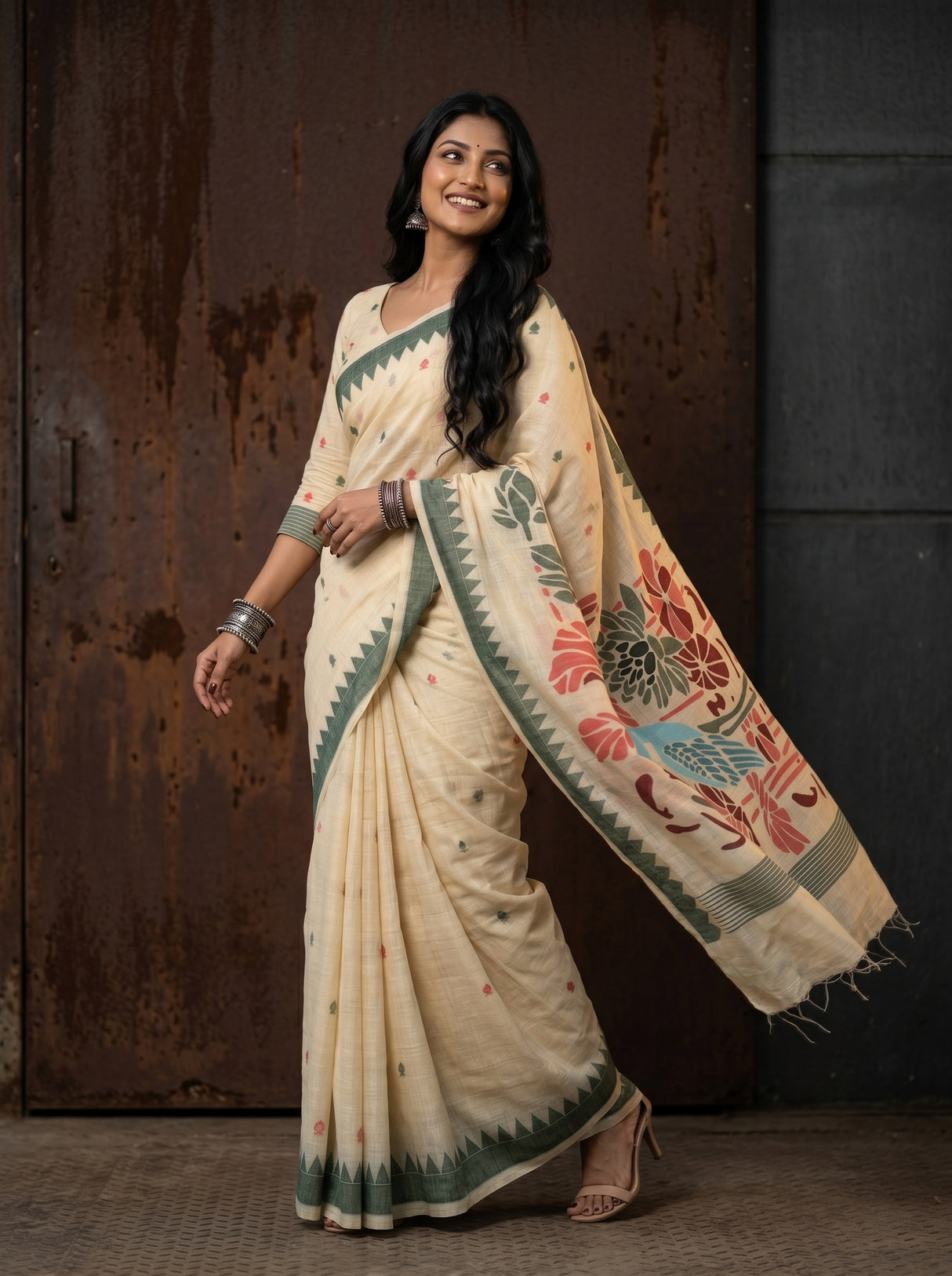 MIMOSA Maroon Saree Saree — pose 9 styling detail