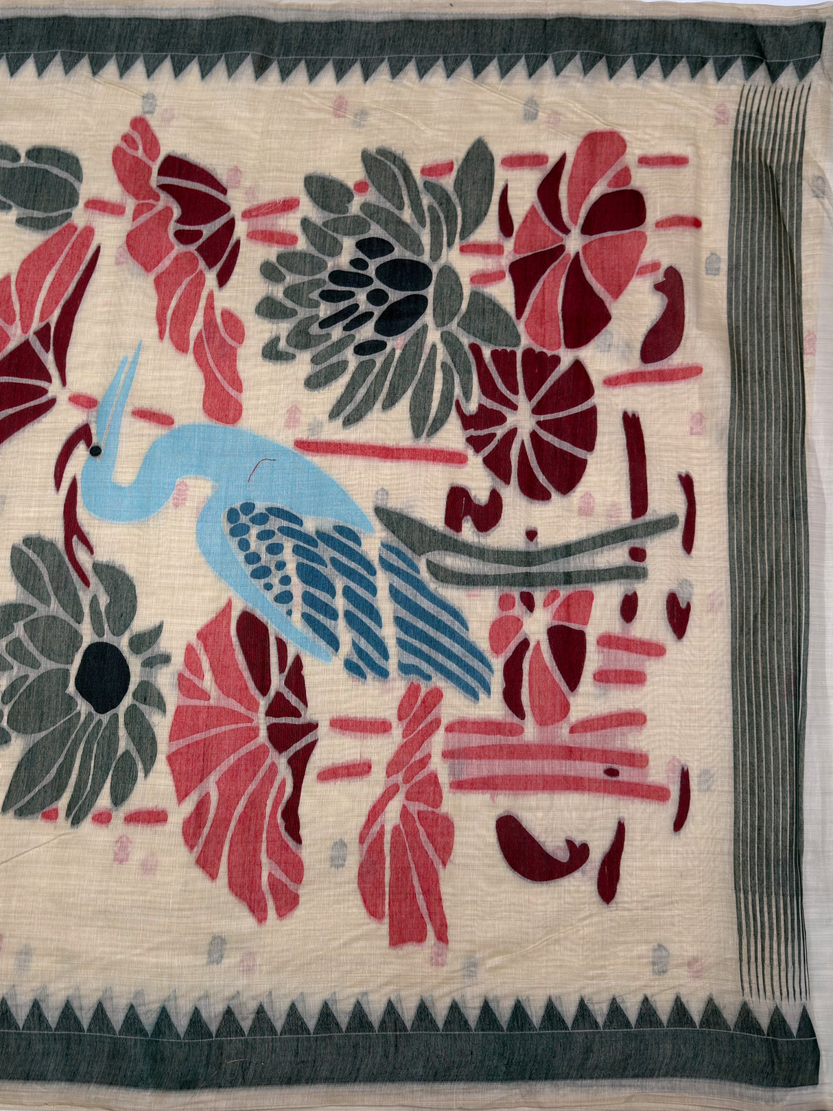 MIMOSA Maroon Saree Saree — pallu and zari work detail