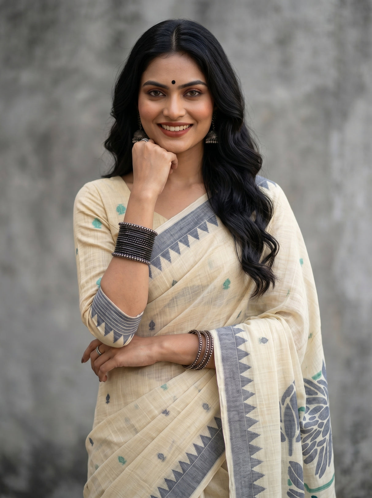 MIMOSA Navy Saree Saree — pose 10 styling detail