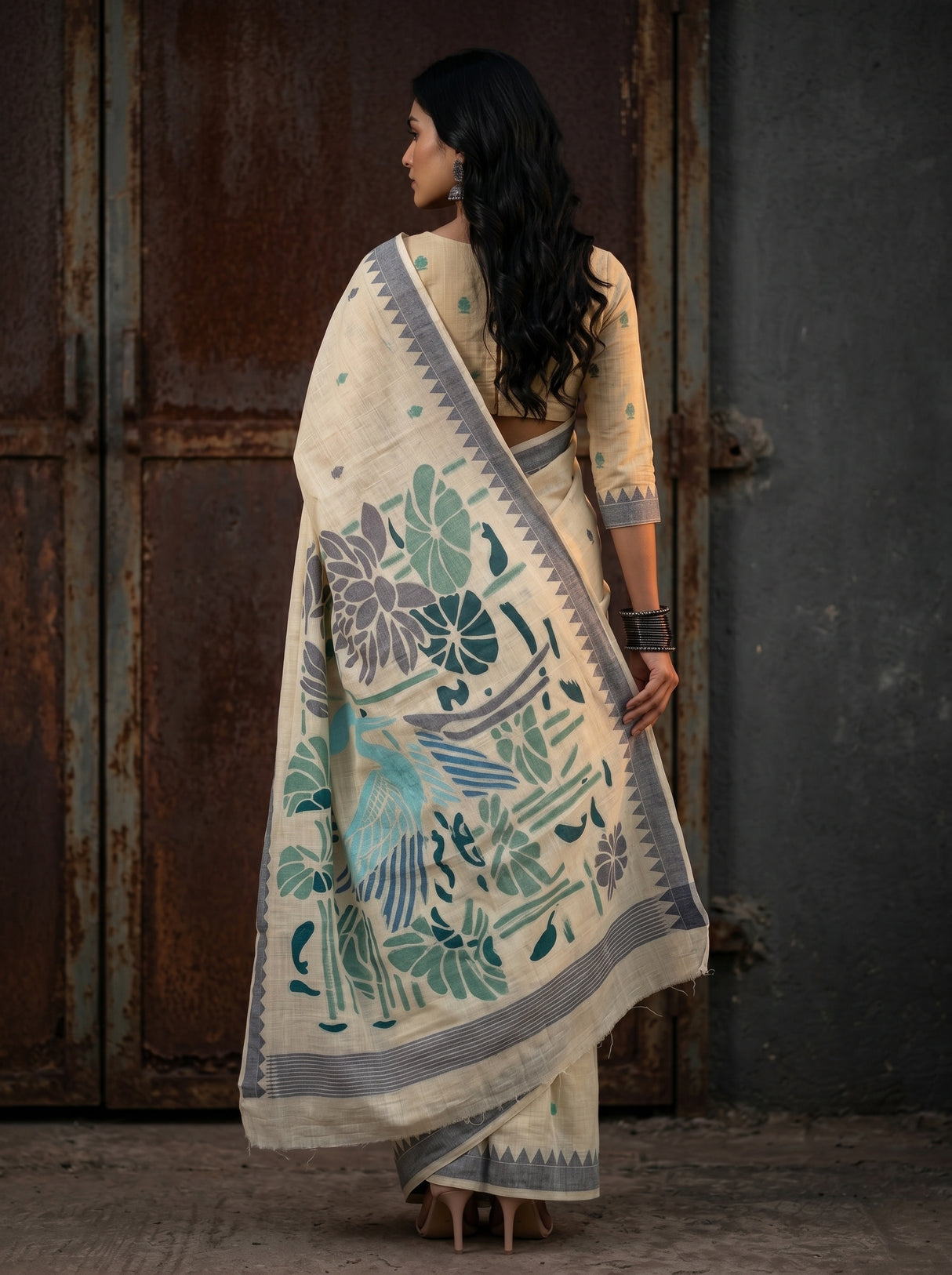 MIMOSA Navy Saree Saree — pose 2 styling detail