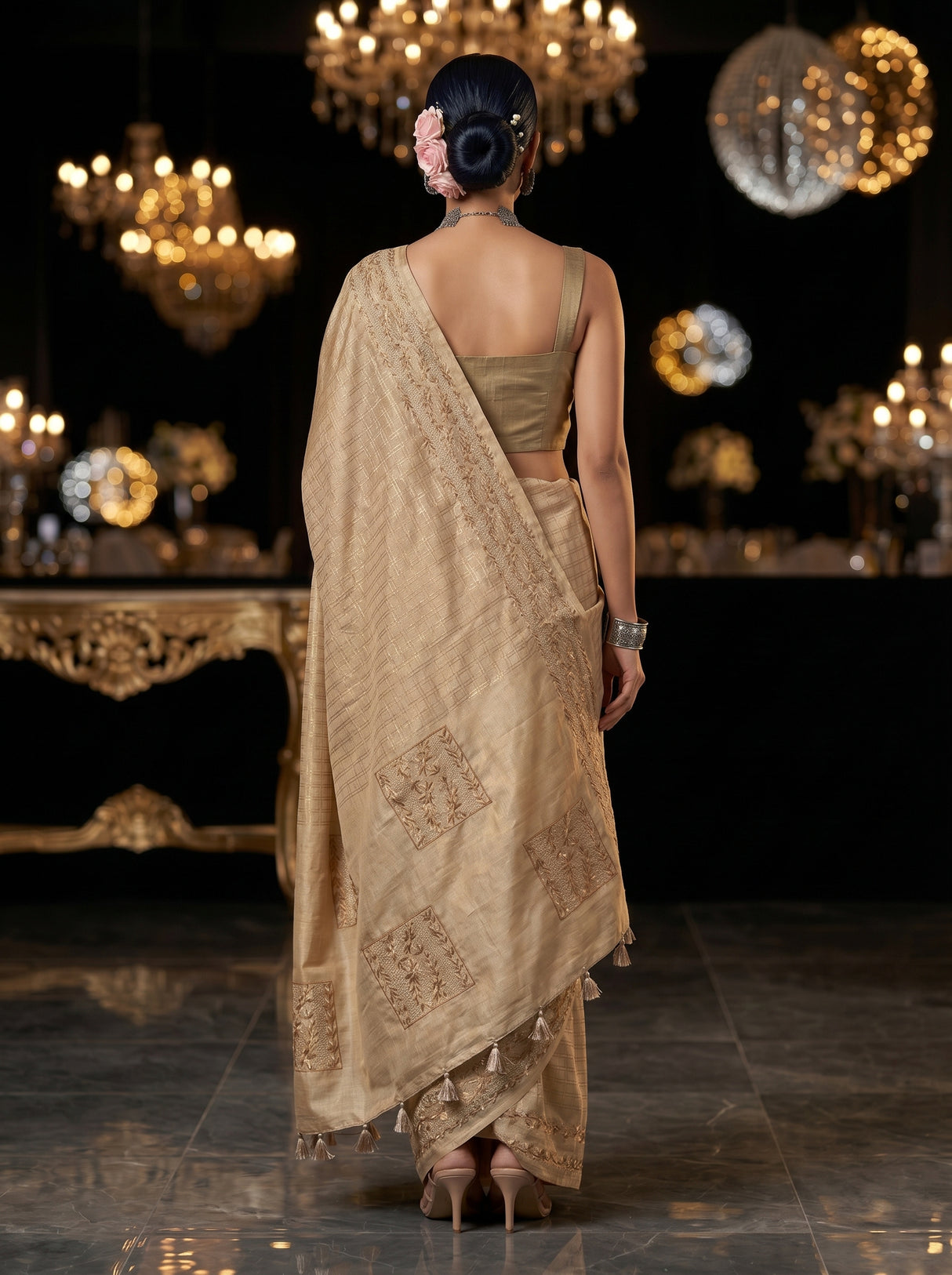 MIMOSA Tussar Saree Saree — pose 2 styling detail