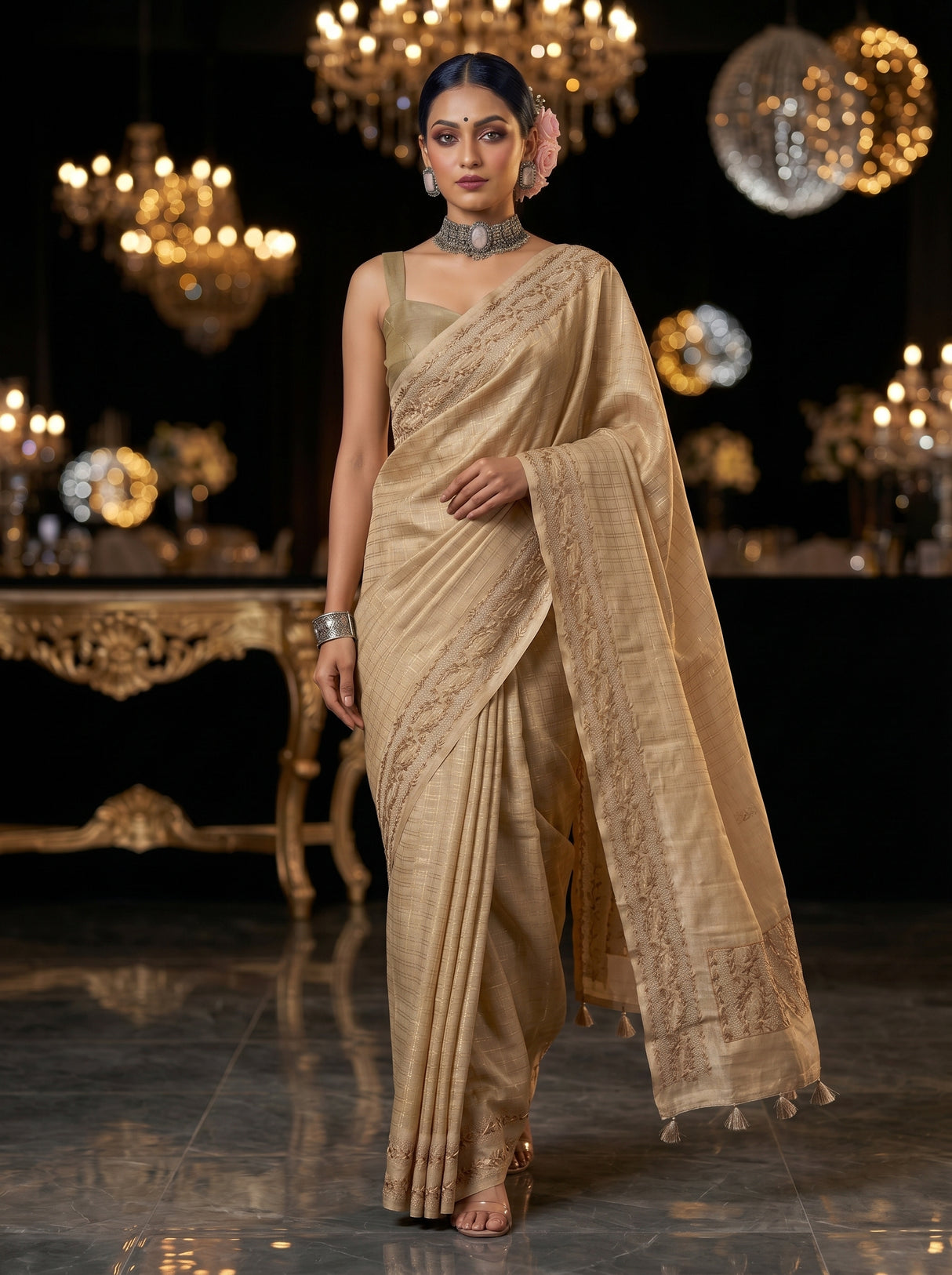 MIMOSA Tussar Saree Saree — pose 6 styling detail