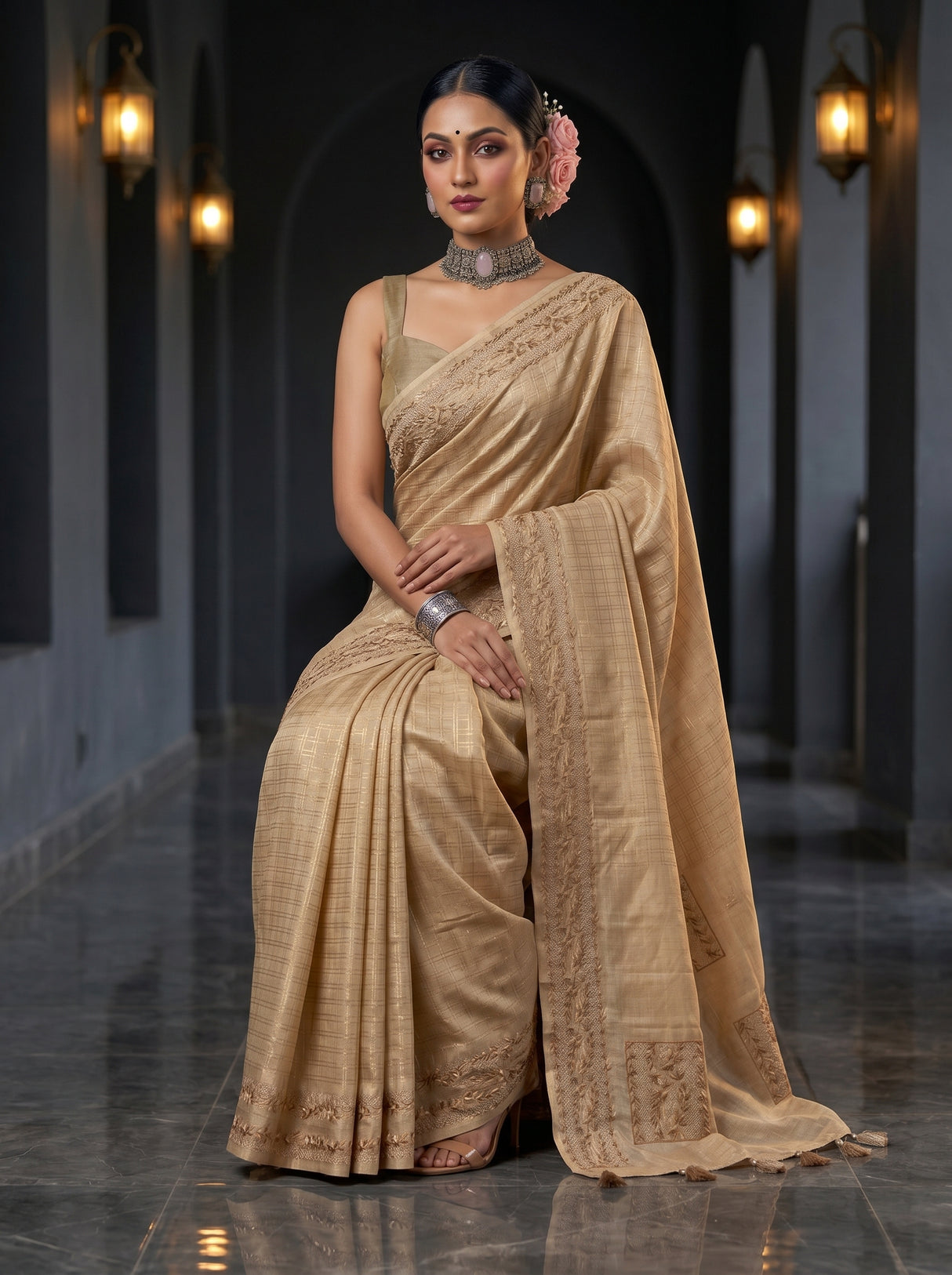 MIMOSA Tussar Saree Saree — pose 8 styling detail