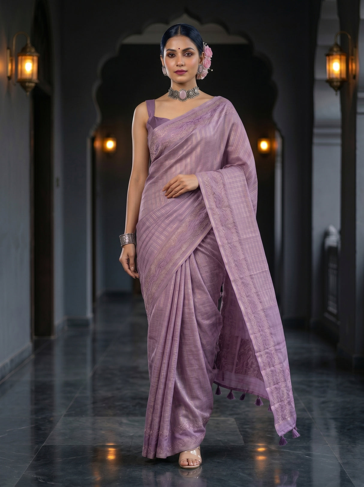 MIMOSA Violet Saree Saree — pose 6 styling detail