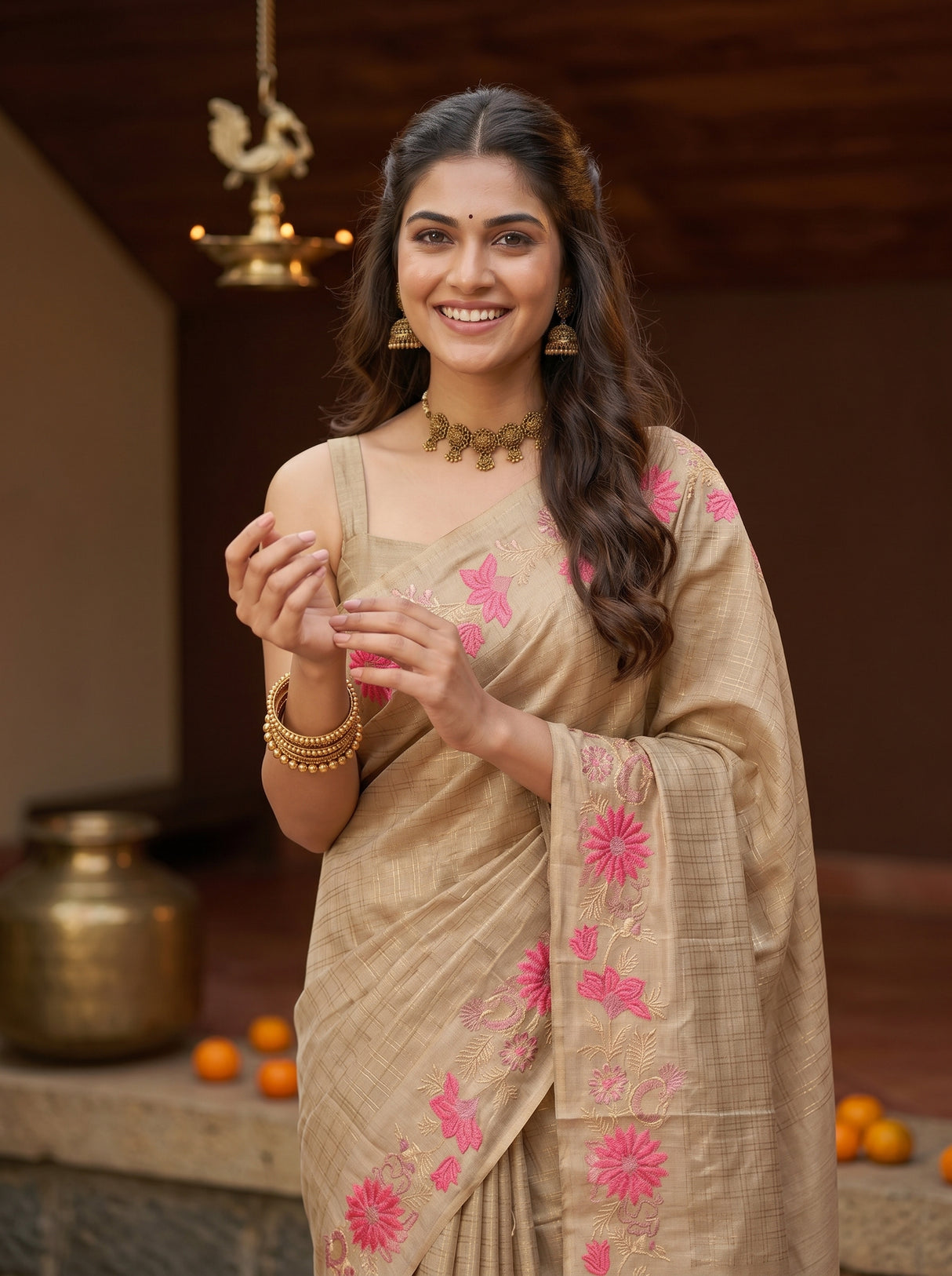 MIMOSA Chiku Saree Saree — pose 10 styling detail
