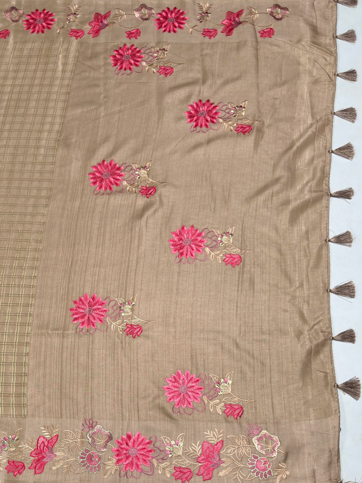 MIMOSA Chiku Saree Saree — pallu and zari work detail