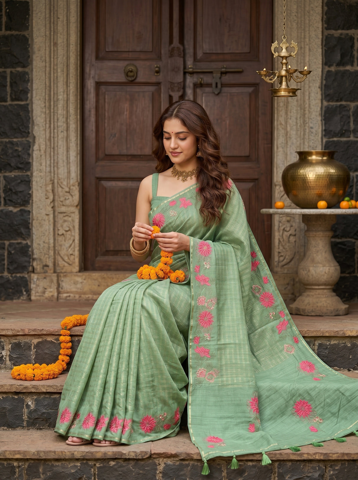 MIMOSA Pista Saree Saree — pose 8 styling detail