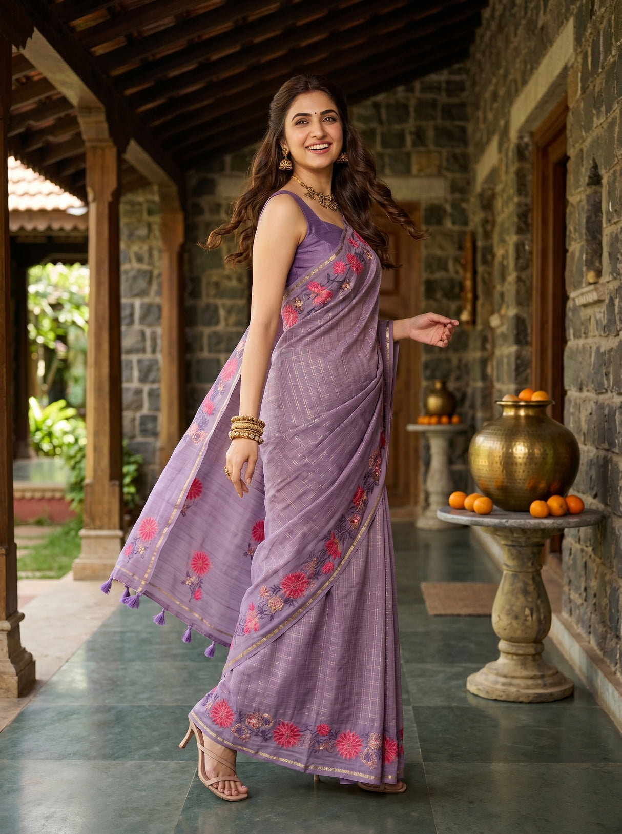 MIMOSA Violet Saree Saree — pose 9 styling detail