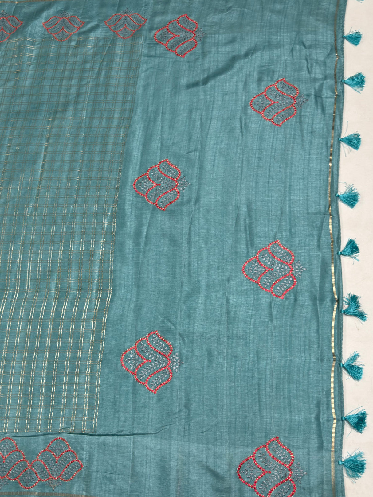 MIMOSA Sapphire Saree Saree — pallu and zari work detail