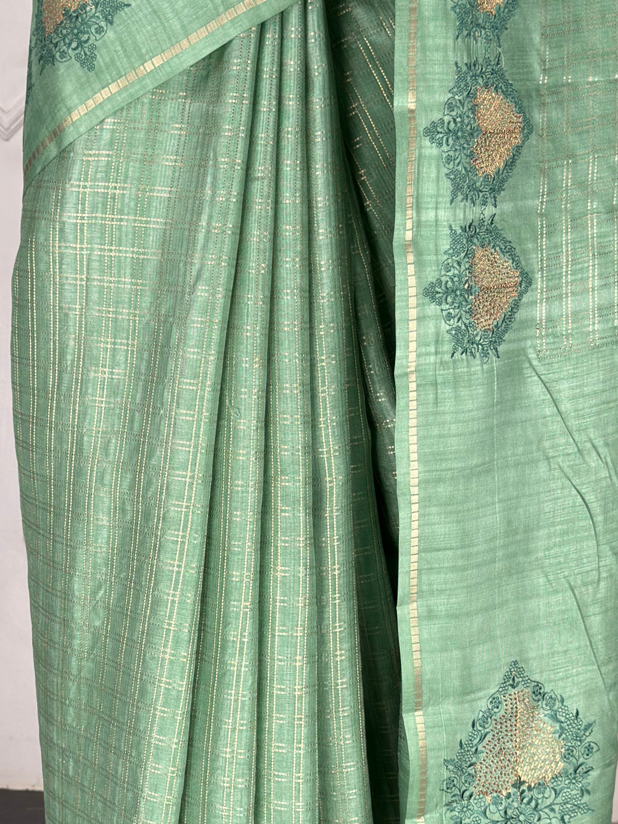 MIMOSA Pista Saree Saree — fleets shot full lifestyle