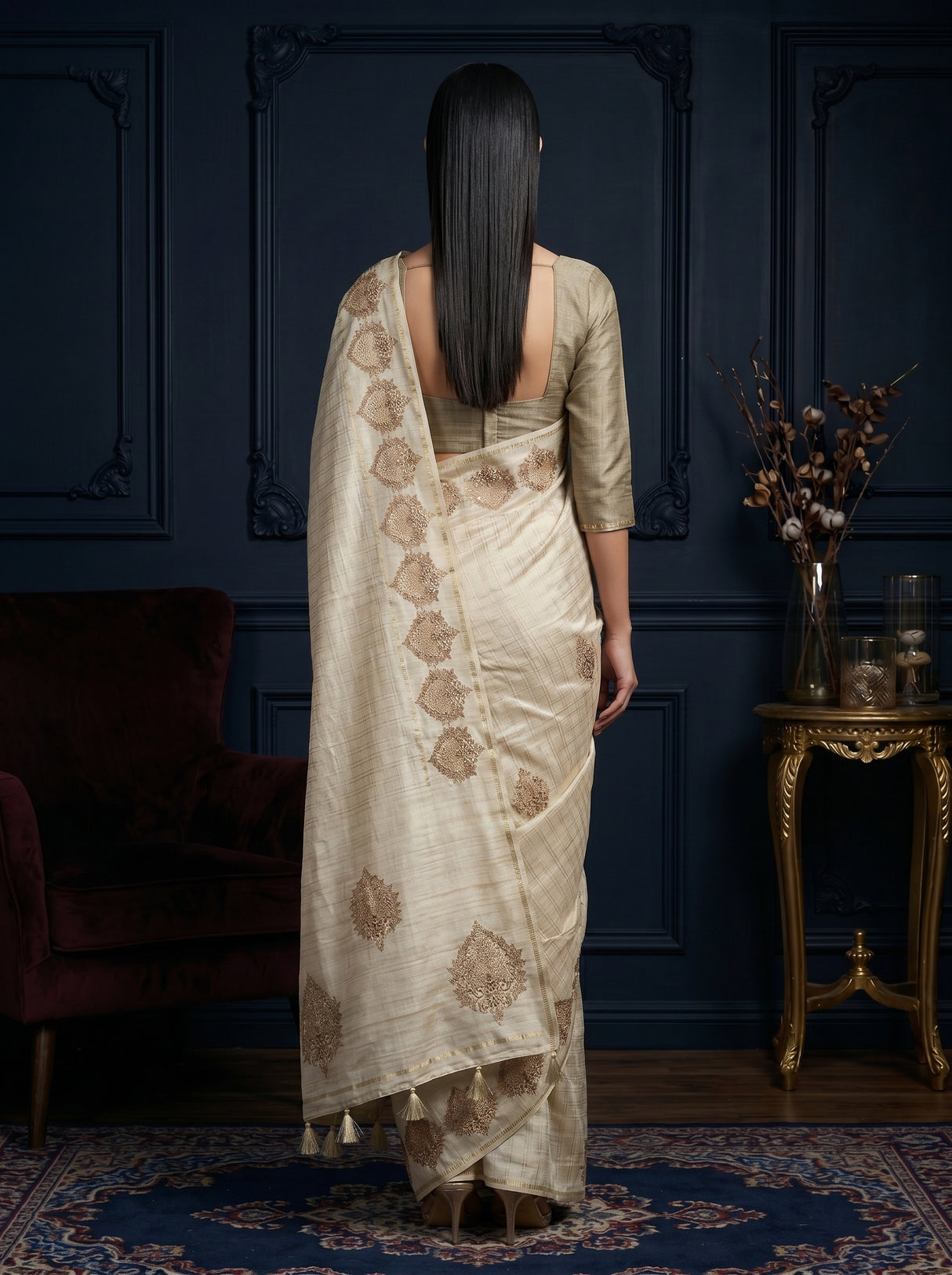 MIMOSA Tussar Saree Saree — pose 2 styling detail