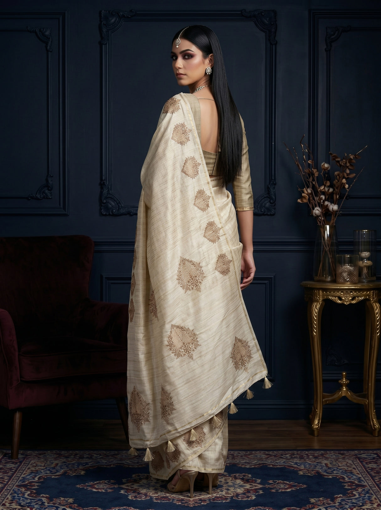 MIMOSA Tussar Saree Saree — pose 9 styling detail