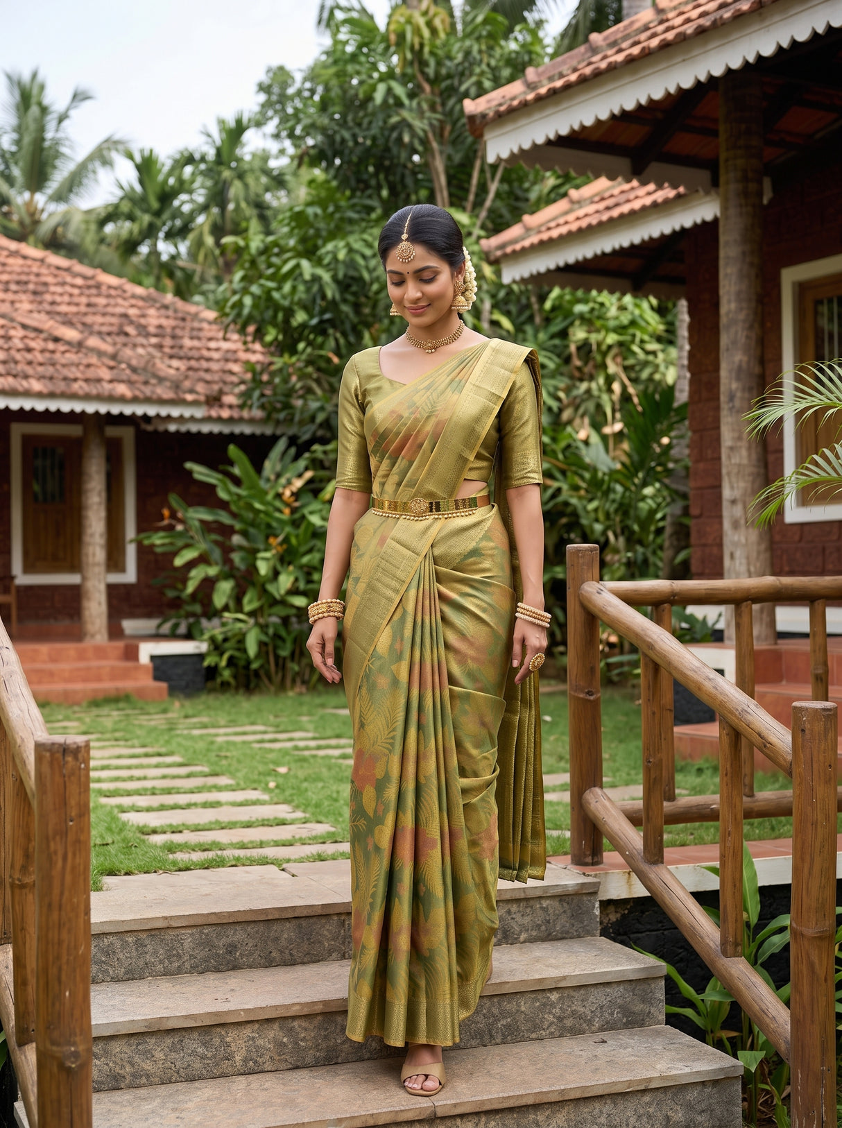 MIMOSA Green Saree Saree — pose 6 styling detail