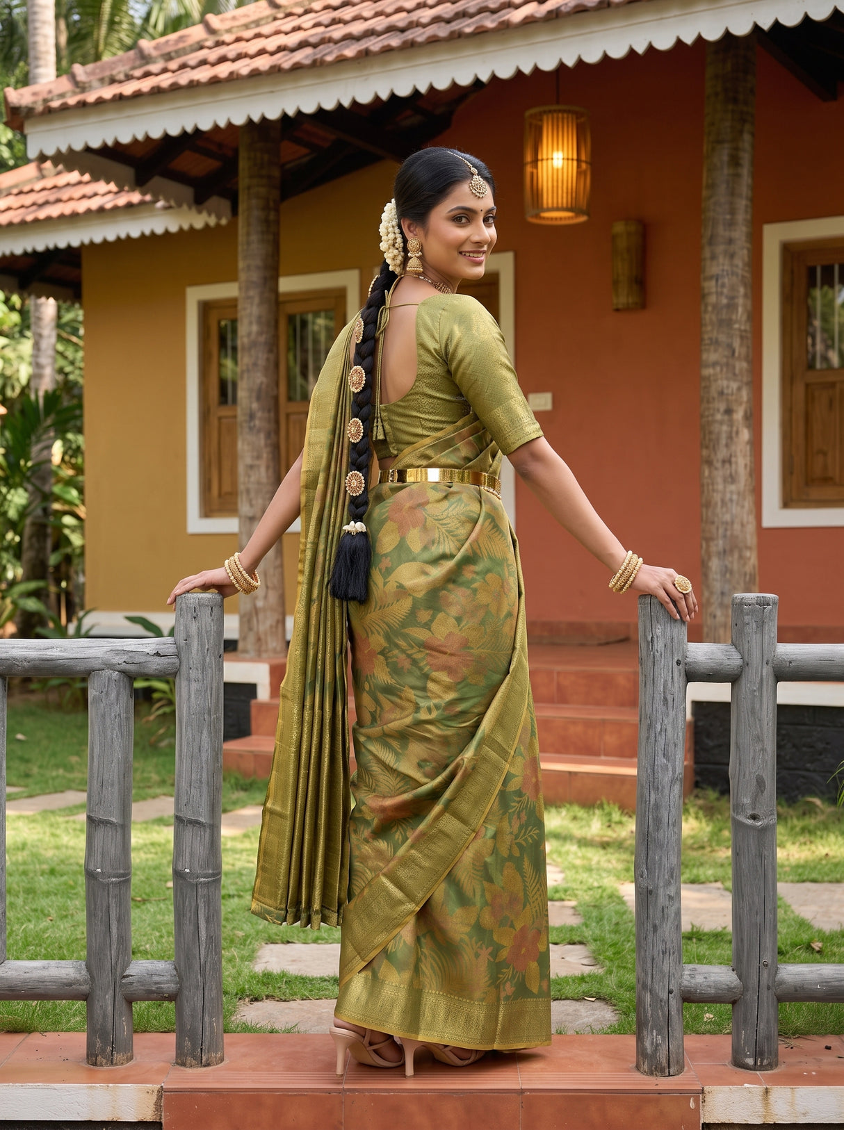 MIMOSA Green Saree Saree — pose 7 styling detail