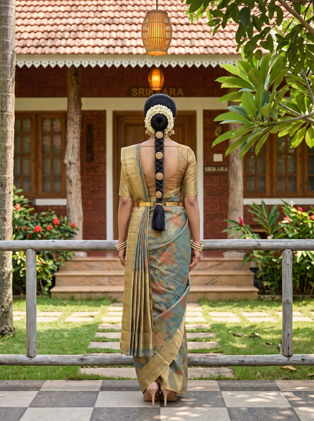 MIMOSA Sapphire Saree Saree — pose 2 styling detail