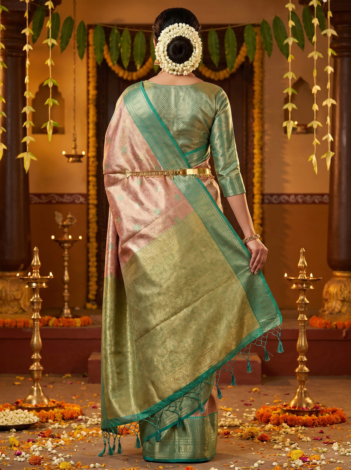 MIMOSA Maroon Kanjivaram Art Silk Saree β pose 2 styling detail