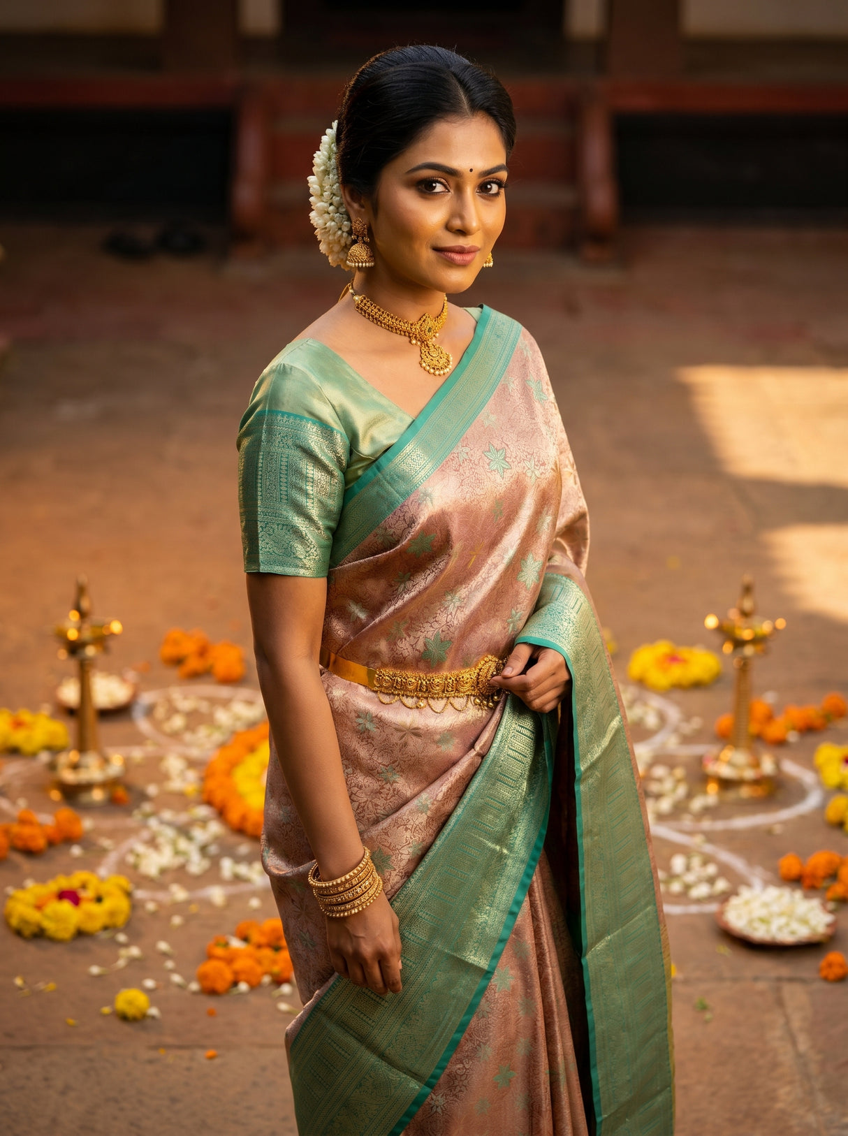 MIMOSA Maroon Kanjivaram Art Silk Saree β pose 5 styling detail