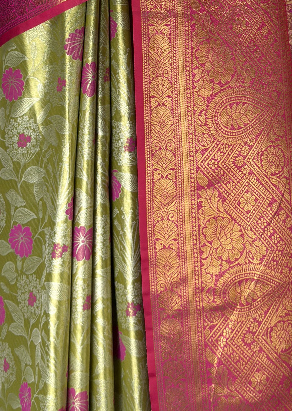 MIMOSA Olive Kanjivaram Art Silk Saree β fleets shot full lifestyle