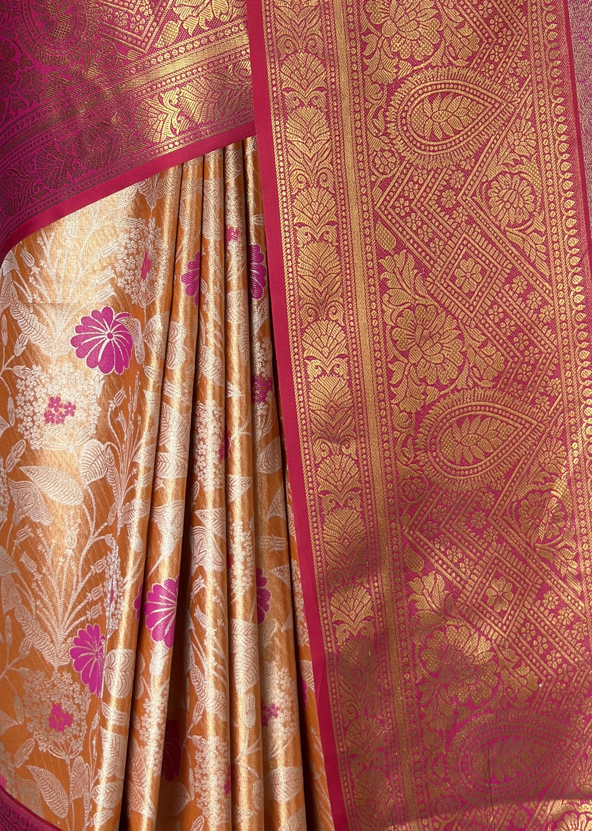 MIMOSA Orange Kanjivaram Art Silk Saree β fleets shot full lifestyle