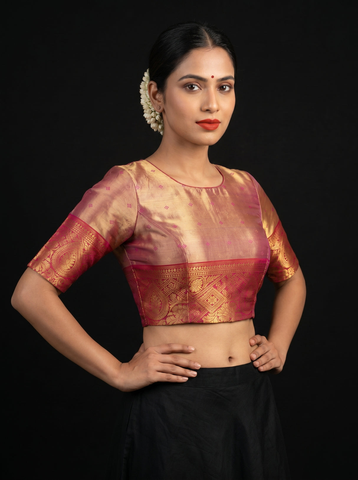MIMOSA Rama Kanjivaram Art Silk Saree β blouse close-up