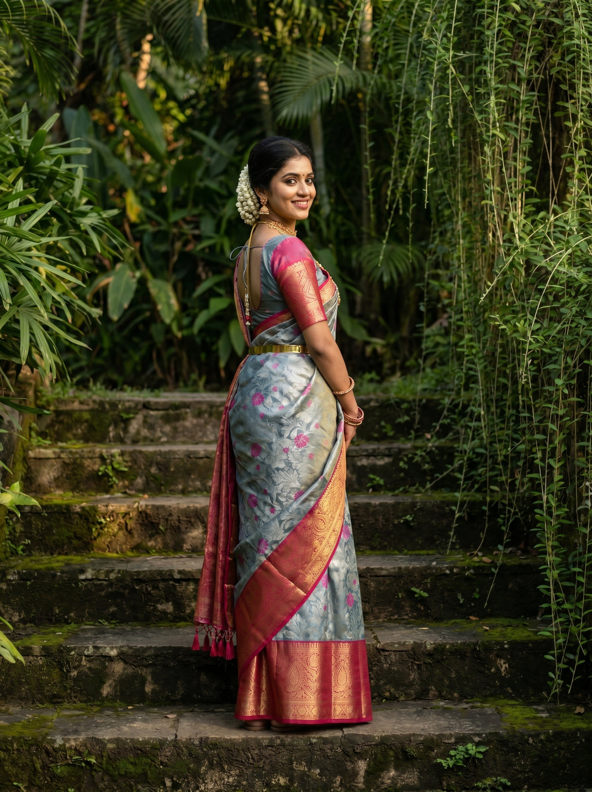 MIMOSA Saffire Kanjivaram Art Silk Saree β pose 9 styling detail