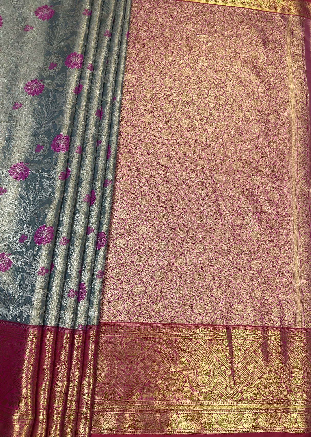 MIMOSA Saffire Kanjivaram Art Silk Saree β pallu and zari work detail
