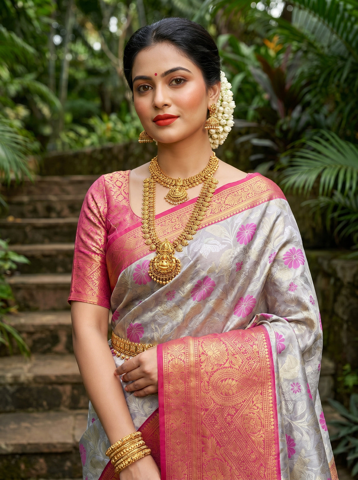 MIMOSA Violet Kanjivaram Art Silk Saree β pose 10 styling detail